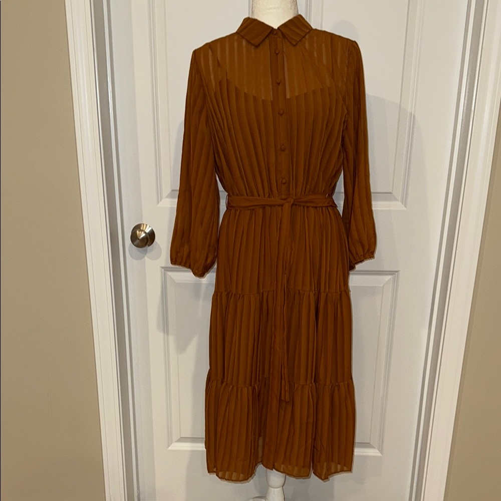 Nanette Lepore Rust Long Sleeve Dress